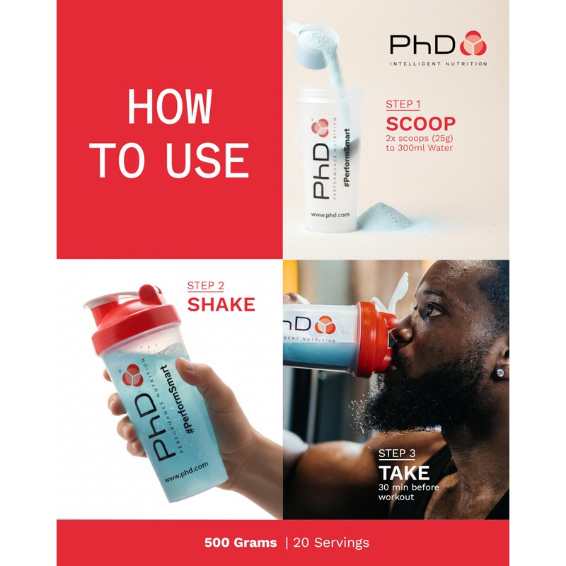 PhD Pre-Workout Powder - Blueberry Pre-Exercise Drink with Creatine, L-Citrulline,