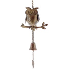 Mayrich 26.5" Distressed Metal Bronze-Tone Owl Wind Chime