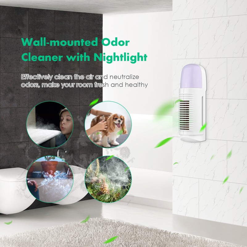 Powerful Household Air Purifier Compact Wall-mounted Odor Cleaner with Nightlight