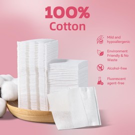 ICOTLE Square Cotton Pads 475 Pcs Makeup Remover Pads Cotton Squares for Face 75 Thick and 400 Ultra-Thin for Daily Skin Care, Pair with Makeup Remover