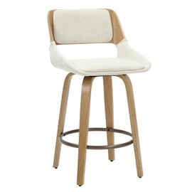 !nspire Mid-Century Modern Fabric and Wood 26" Counter Stool with Swivel - Beige and Natural