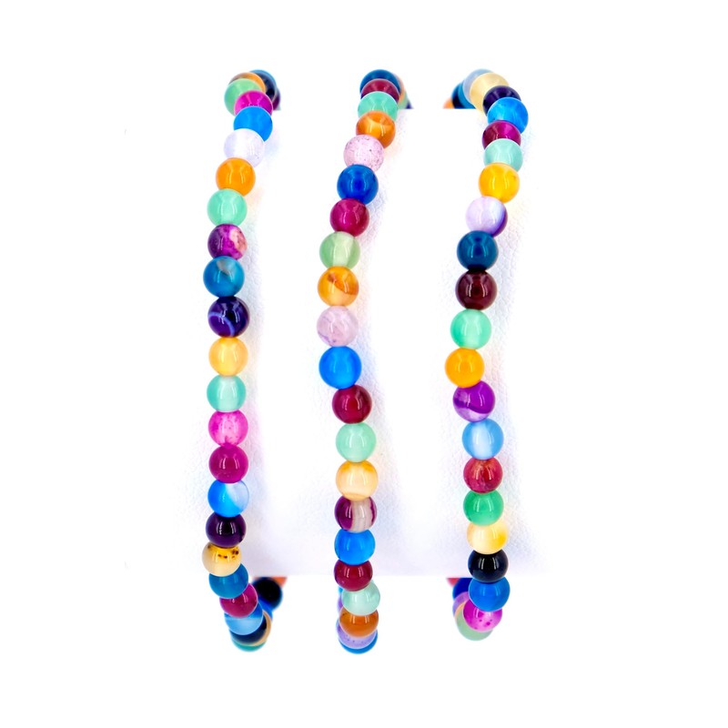 Taddart Minerals - Colourful Natural Gemstone Agate Bracelet with 4mm