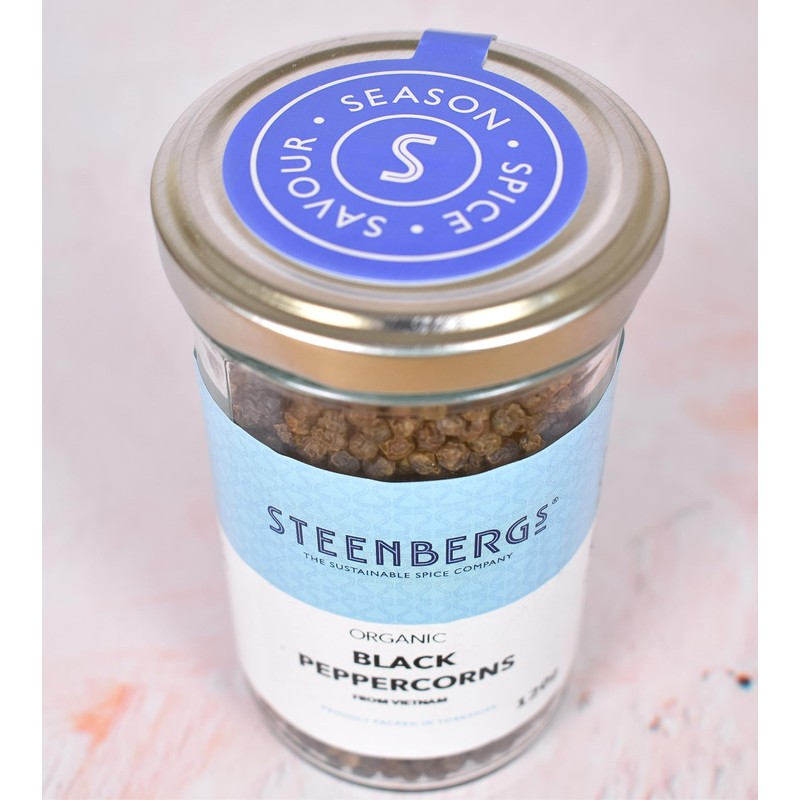 Steenbergs Organic Black Peppercorns Large Jar - 120g