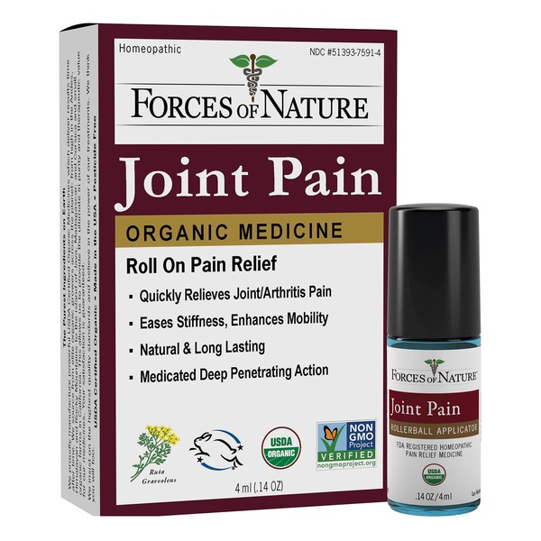 Forces of Nature -Natural, Organic Joint Pain Relief (4ml) Non GMO, No Harmful Chemicals -Alleviate Stiffness, Inflammation from Arthritis, Rheumatoid and Osteoarthritis, Increase Circulation