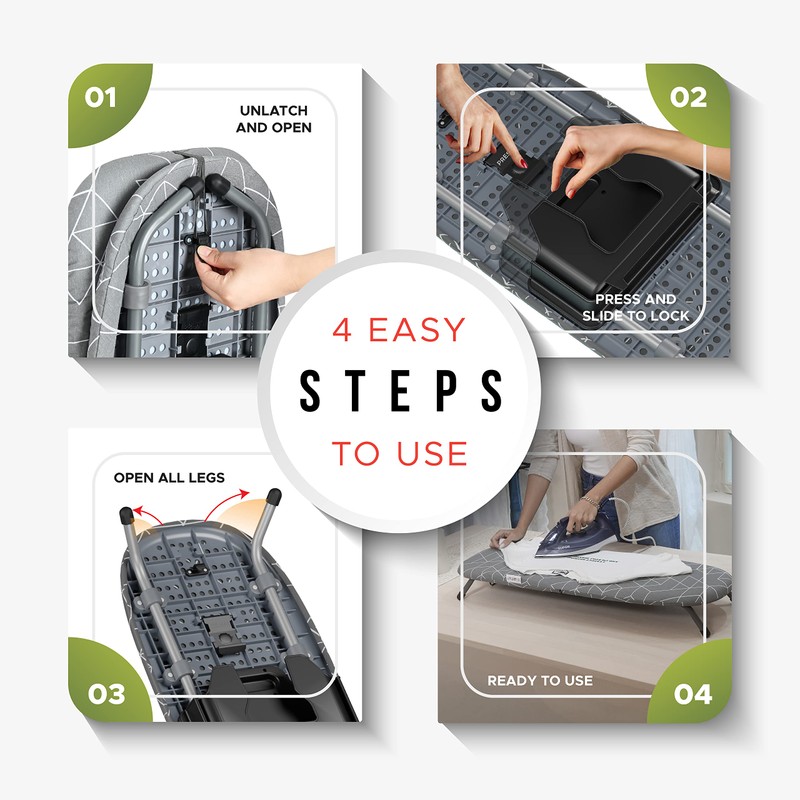 XABITAT Table Top Ironing Board with Wall Mount, D-Crease, Portable