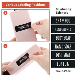 Segbeauty Pump Bottle Dispenser, 3pcs 13.5oz/400ml Square Soap Dispenser with Labels, Portable Shampoo Bottle, Plastic Cosmetic Container for Shower Travel Camping Essential Oil Body Soap Lotion -Pink