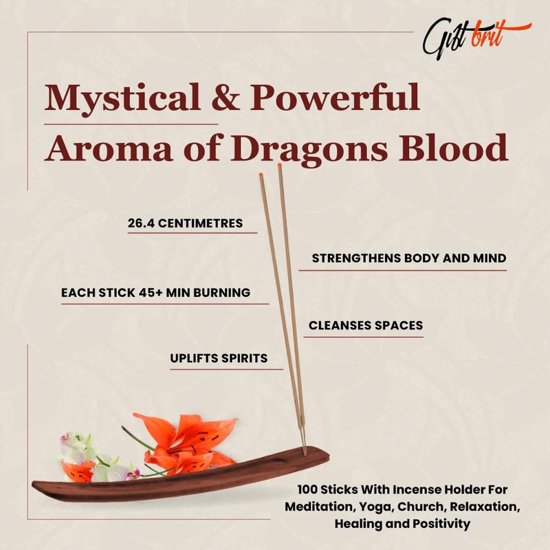 Giftbrit Dragons Blood Natural & Herbal Incense Sticks 100 Sticks