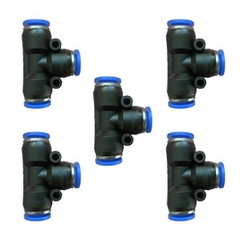 5 Pcs 5/16" x 5/16"x 5/16" Pneumatic T Shaped 3 Way Tube Reducer Connector,Quick Push to Connect Tee Fitting