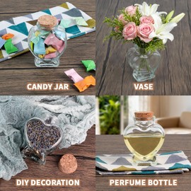 Clear Heart-shaped Glass Bottles with Cork Stopper for Wedding Gifts, Diy Crafts, Sand Jars, Small Glass Bottles with Cork, Mini Jars Decor.