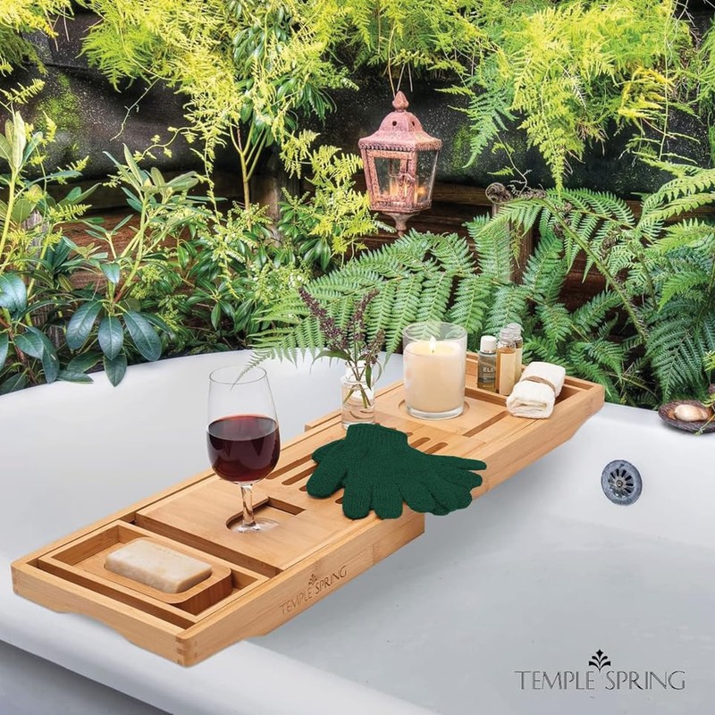 Temple Spring Exfoliating Gloves - Bamboo Bath/Shower Gloves, Bath Gloves