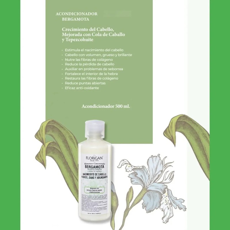 Bergamota Kit Shampoo, Acondicionador Y Gel Florigan
