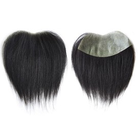 Maweilar Frontal Hairpiece for Men, Hair Extension Hairline Loss Straight Tape in Human Hair Toppers Replacement Toupee (Natural Black, 2.8"x6", 6")