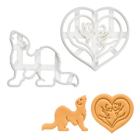Set of 2 Ferret Cookie Cutters (Shapes: Body & Love), 2 Pieces Bakerlogy