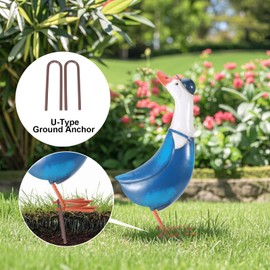 Mloarts 14" Metal Goose Garden Statue for Yard and Garden, Blue Retro Duck Statues for Outside, Cartoon Duck Decor, Yard Statues Outdoor Goose Decor as Duck Gifts Easy to Assemble