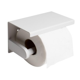 ALFI brand ABTPC66-W White Matte Stainless Steel Toilet Paper Holder with Shelf