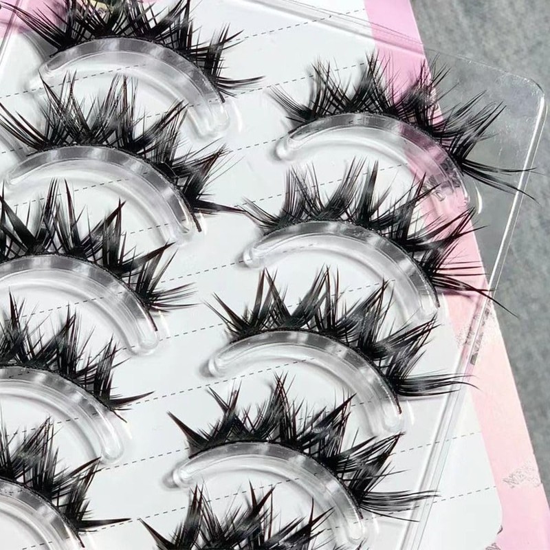 5 Pairs Wet Eyelashes False Eyelashes Japanese Thick Anime False