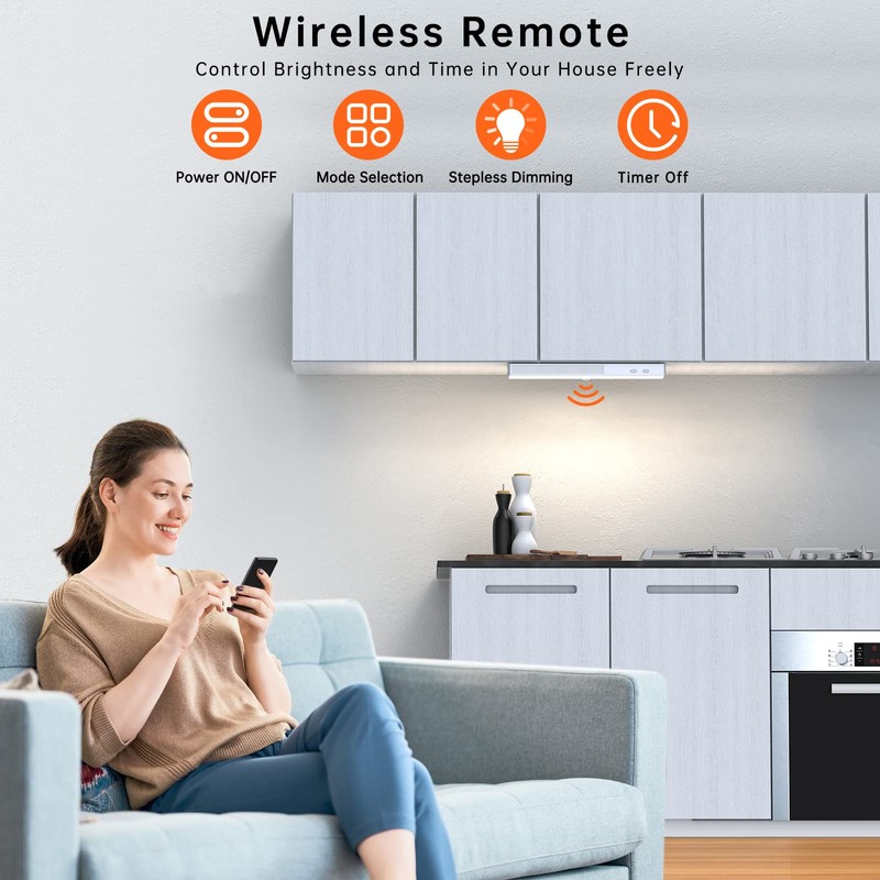 LED Closet Light, 6 Pcs 30LEDs Dimmer Rechargeable Motion Sensor