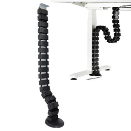 Cable Guide for Height-Adjustable Desks Flexible Cable Hose Length 1300 mm Cable Management Square Slim Black