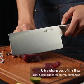 IGNITED CUTLERY 7 inch Meat Cleaver, One-piece All-Metal Cleaver Knife, German 1.4116 High Carbon Stainless Steel Kitchen Knife, Chinese Cleaver with Hollow Handle