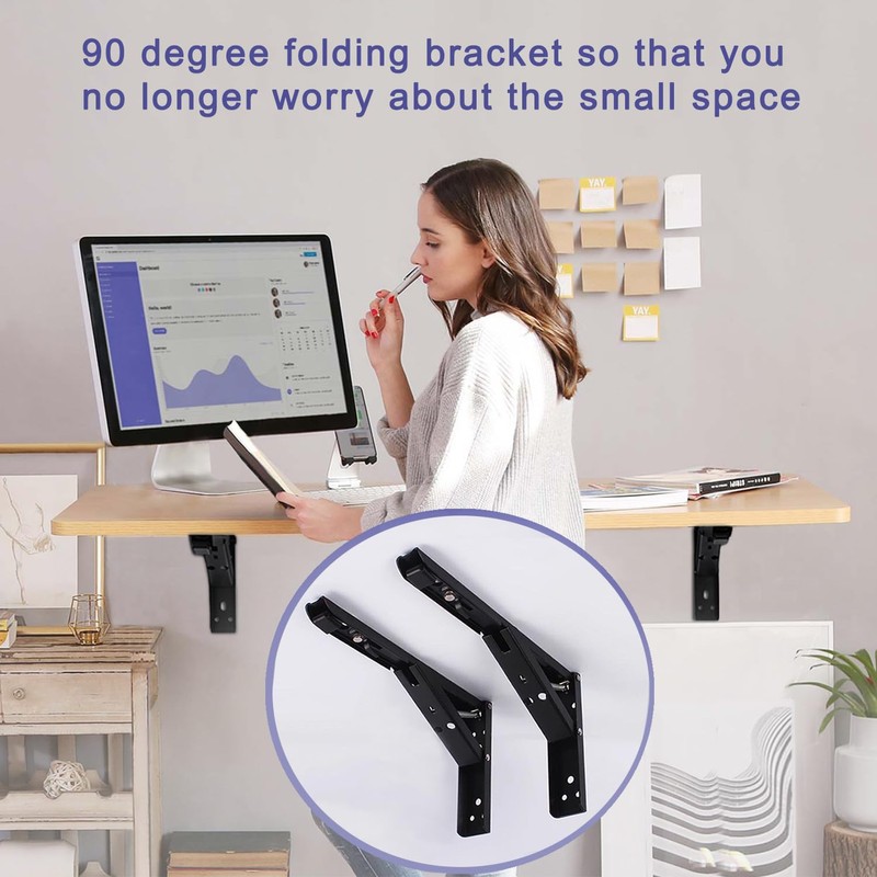 ANTEISI Folding Shelf Brackets Hinges 2 Pcs,Drop Leaf Hinges,Wall Drop