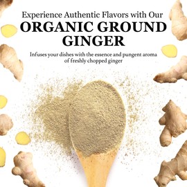 Organic Ground Ginger, Real Ground Ginger Spice, Vegan, Gluten-Free, Kosher, and Non-GMO Ginger Powder, Must-Have Spices and Seasonings for Sweet & Savory Dishes, 1 lb - Minerva Spices