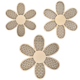 Lunaanda 3pcs Rattan Wooden Daisies Wall Decor,Boho Daisy Wall Decor Wooden Daisy Nursery Decor Special Floral Rattan Wall Art,Boho Daisy Wall Sign Rattan Flower Wooden Wall Decor Daisies Fresh