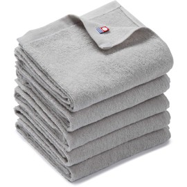 Imabari Towels, Face Towels, Set of 5, 100% Cotton, Approx. 12.2 x 33.9 inches (31 x 86 cm), Made in Japan, Commercial Use, Salon, Face Wash, Facial Towel, Plain, Nursing, Lightweight, Thin, Quick Drying, Highly Absorbent, Room Drying, Durable, Professional, Pearl Gray