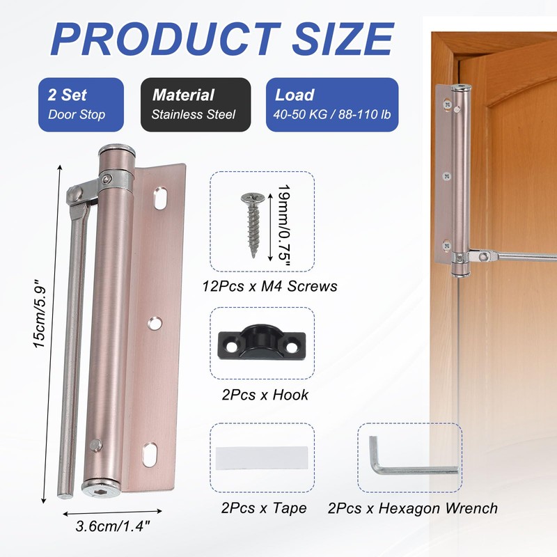 PATIKIL 5.5 Inch Spring Door Closer, 2 Set Spring Door
