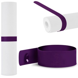 25" Long Yoga Mat Strap | Slap Band Holder for Carrying and Storage Mats | Tightly Rolled Scrunchie for Yoga Essentials Accessories (Purple)