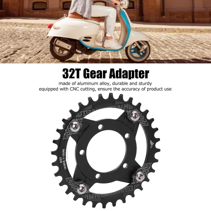 Keenso 104BCD Chainring, 32T Chainring Mid Drive Chainring Adapter Aluminum