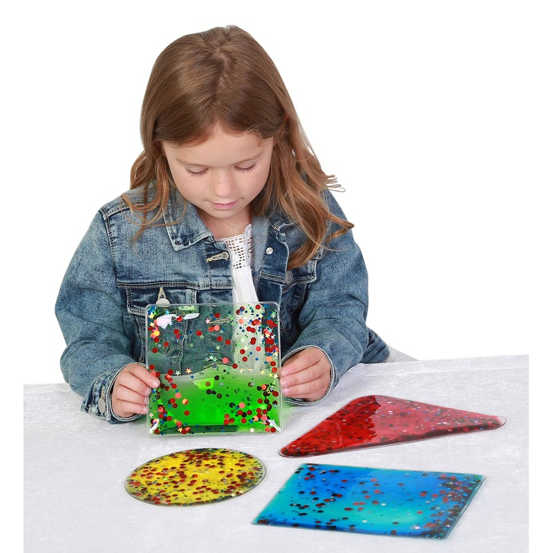 Playlearn Sensory Gel Shapes with Glitter & Colourful Liquid, Squidgy