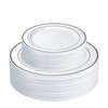 SETUP [60 Piece Combo Silver Trim Plastic Plates - Premium