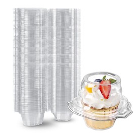 FoodieJoy 180 Packs Individual Cupcake Containers Stackable Single Compartment Cupcake Disposable Carrier Holder Box Deep Dome Clear Plastic BPAFree (180 counts)