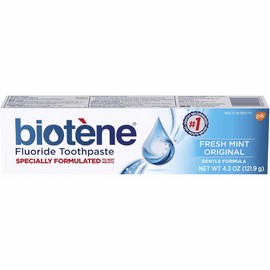 5 Pack - Biotene Fluoride Toothpaste, Fresh Mint, Gentle Formula 4.3oz Each