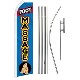 Foot Massage Swooper Advertising Flag & Pole Kit - Perfect for Massage Therapists, Salons, Barber Shops, Nail Salons