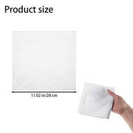 3 PCS White Handkerchiefs for Women Soft Cotton Elegant Embroidery Lace Pure Color Daily Accessory Suitable for Afternoon Tea Party Wedding Party