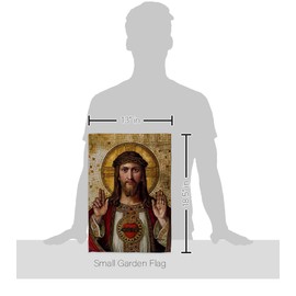 Feast of Sacred Heart of Jesus Canvas Flag Support Our Troops Wall Hanging Decor Home Poster Porch Religious Room Tapestry Faith Fathers Day Cemetery Decorations for Grave Yard Catholic Gifts
