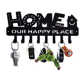 EANAGO Home Key Holder with 8 Hooks – Metal Key Holder – Decorative Entrance Hallway – Key Board Black – Keyholder Wall