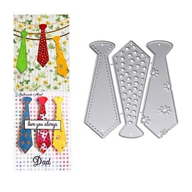 Arbuya 3pcs/Set Tie Cutting Dies for Masculine Card Making Embossing Stencil Necktie Die Cuts for Scrapbooking Father's Day Greeting Card Decoration