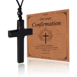 MILAKOO Confirmation Day Gifts for Him Vintage Retro Wooden Cross Jesus Christian Necklace for Women