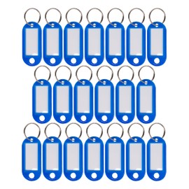 WINTEX 100 x Keyrings Writeable - Durable Key Tags with Labels - Coloured Key Rings for Labelling for Organisation or Travel - Blue
