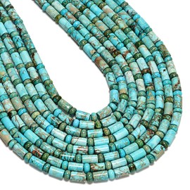 63 Pcs Light Blue Sea Sediment Imperial Jasper 6x10mm Cylinder Tube 3x6mm Rondelle Beads for Jewelry Making Bracelets DIY Crafts