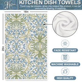 JarThenaAMCS William Morris Floral Kitchen Towel 18 x 28 Inch Wildflower Dishcloth Decorative Hand Drying Tea Towel for Baking Cooking Cleaning Party Supplies, 6Pcs