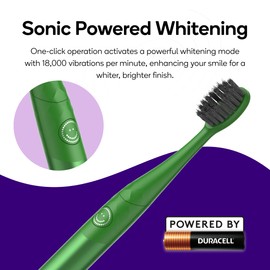 Burst Nova Toothbrush (2 Pack/Pink & Green) | Sonic Powered Teeth Whitening | Super-Soft Bristles | 18000 VPM | 2 Minute Timer | Aluminum Handle | Replaceable Brush Head | Compact Size | AAA Battery