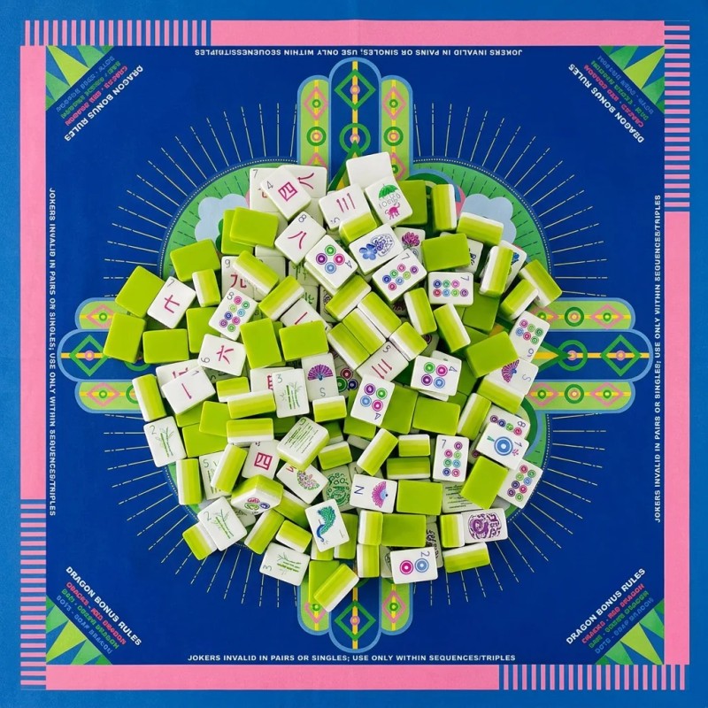 Acrylic 32mm 160PCS Lime Green 4-Layer Engraved Luxury American Mahjong