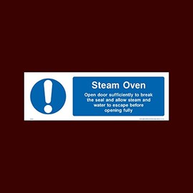 Caution Steam Oven Plastic Sign with double sided fixing tape (FP62) - Raw, Cooked, Preparation, Fish, Food, Wash Hands
