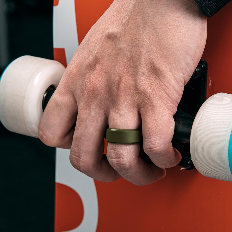 Egnaro Silicone Ring For Men 9mm Wide 2.5mm Thick, Rubber