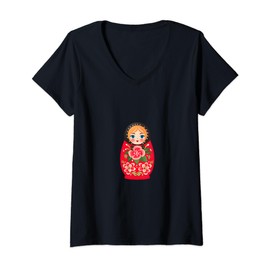 Matryoshka Russian Nesting Doll Russia V-Neck T-Shirt
