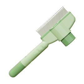 Pet Massage Comb, Hair Removal Brush with Button for Short, Long & Curly Fur ( Green)