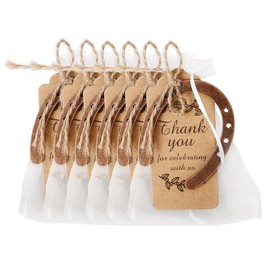 Laroal 6pcs Lucky Horseshoe Mesh Bag Set With Horseshoe Pendant And Kraft Tag For Vintage Wedding Decorations Wedding Party Gifts Thank You Cards